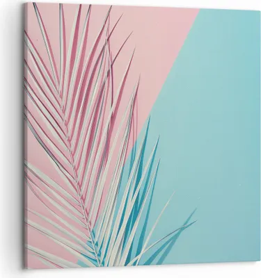 Produktbild von Bild auf Leinwand - Leinwandbild - Einteilig - Blatt Rosa Türkis - 50x50cm - Wand Bild - Wanddeko - Wandbilder - Leinwanddruck - Bilder - Wanddekoration - Leinwand bilder - Wandbild - AC50x50-4421