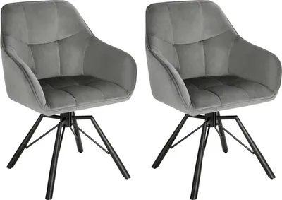 Produktbild von Set aus 2 Drehbaren Esszimmerstühlen – Gepolsterte Komfortstühle mit Armlehnen & Rückenlehne – Für Küche, Wohnzimmer & Restaurant