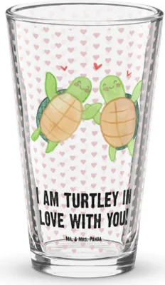 Produktbild von Mr. & Mrs. Panda Cocktailglas Schildkröten Paar - Transparent - Geschenk, Tumbler, für Freundin, Bierglas, Partner, Valentinstag, Glas, Pintglas, Freund, Wasserglas