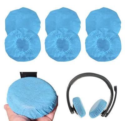 Produktbild von Kopfhörerabdeckungen, 100 Stück - Dehnbar/Einweg - Bakterienabweisend/staubdicht - Für Kopfhörer mit Ohrmuschelauflage - Vliesmaterial - Blau - Kopfhörerbezüge