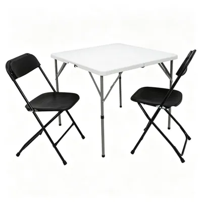 Produktbild von Alightup Gartentisch klappbar+2er Set Klappstuhll, Besuchersstuhl, Küchen Stühlen, Klappstuhl Balkonl, Garten und Veranstaltungen, 86*86*74cm, schwarz