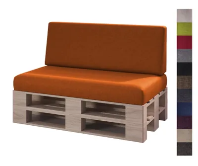 Produktbild von sunnypillow 2er Palettenkissen Set mit abnehmbarem Bezug Sitzkissen + Rückenkissen | Orange |
