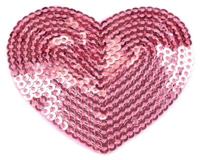 1 Pailletten Aufbügler, Aufnäher Herz 55x60mm, rosa