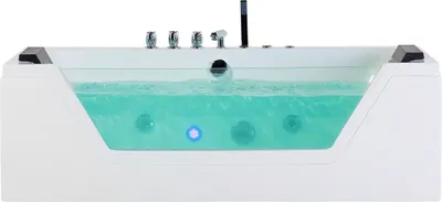 Obrázok produktu pre BELIANI Vírivá vaňa biela strieborná akrylát sklo 162 x 76 cm s LED osvetlením opierky hlavy pre 2 osoby moderný štýl kúpeľňa