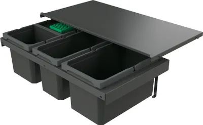 Image de Naber 8013385 Collecteur de déchets Cox Stand-UP® 250 S/800-4 avec couvercle anthracite, 35 (1x13/1x10/2x6) litres / largeur d'armoire 80 cm