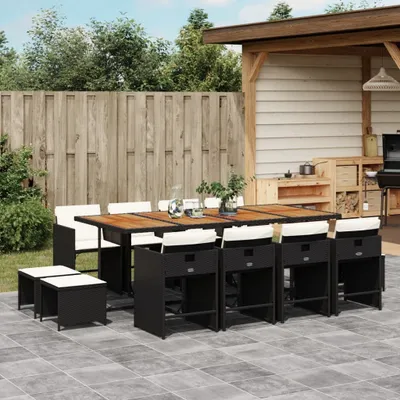 Produktbild von Möbel 13-tlg. Garten-Essgruppe mit Kissen Schwarz Poly Rattan - Balkonmöbel 3277934