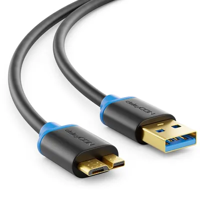 Produktbild von deleyCON 0,5m Micro USB 3.0 Kabel USB-A auf Micro-B 5 Gbit/s - Schwarz