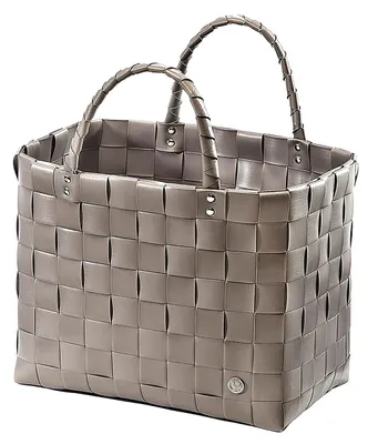Produktbild von Kobolo Tasche Einkaufskorb geflochten Kunststoff Shopper  - GREY XXL - Graubraun 36x22x28 cm