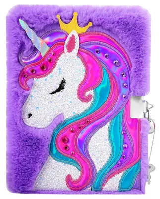Produktbild von Einhorn-Tagebuch für Mädchen mit Schloss und Schlüssel, Plüsch-Notizbuch, 300 Seiten, Geschenk für Kinder