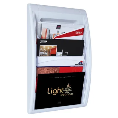 Produktbild von PAPERFLOW Wand-Prospekthalter Quick fit 4 Fächer grau