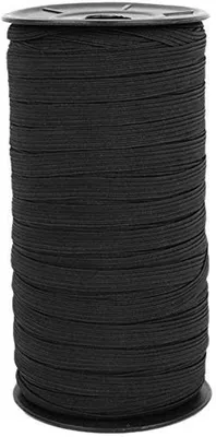 Produktbild von Elastisches Gummiband – Stark dehnbares, gestricktes Band – 8 mm x 100 Meter – Für DIY-Projekte – Bekleidungaccessoires – Schwarz