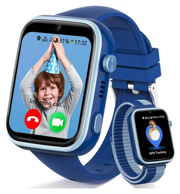 Produktbild von Kinder Smartwatch mit 4G Telefon & Videoanruf GPS Ortung SOS Notruf Schulmodus WhatsApp Kamera IP68 wasserdicht