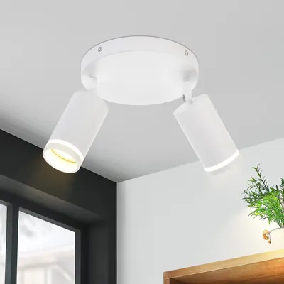 Zdjęcie produktu dla ZMH LED biały reflektor sufitowy 2 płomienie GU10 obrotowy reflektor nowoczesny reflektor ścienny metalowy korytarz salon kuchnia sypialnia bez żarówki
