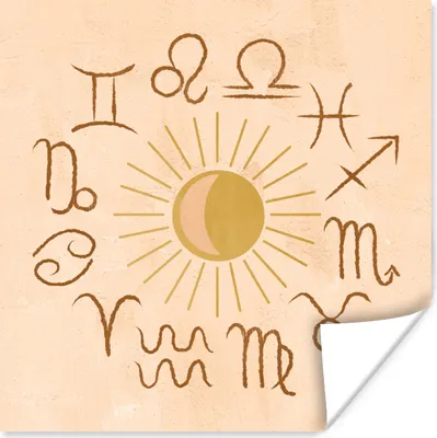 Produktbild von MuchoWow® Poster Tierkreis - Sonne - Spiritualität - Böhmisch - Konstellation 100x100 cm - Babyzimmer