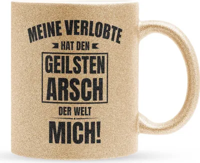 Produktbild von 22Feels Glitzertasse Gold Verlobter Geschenk Männer Verlobung Bekannt Geben Für Ihn Groom To Be Spruch Heiraten Kaffeetasse Geburtstag Weihnachten Geschenkidee Bürotasse