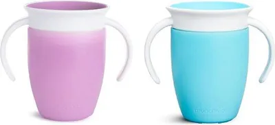 Immagine prodotto di Set di bicchieri per bambini, senza BPA, lavabili in lavastoviglie, a tenuta stagna, set da 2, 207 ml, blu/viola