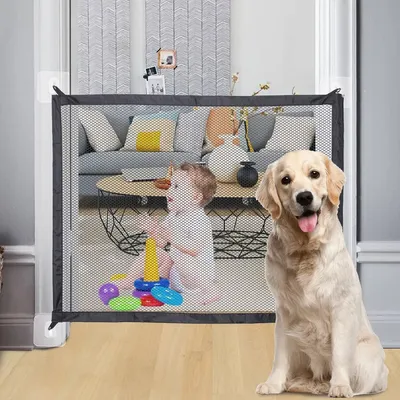 Produktbild von Hundebarrieren,180 x 72 cm Tragbar Hunde Türschutzgitter,Hunde Absperrgitter Türschutzgitter,Absperrgitter für Haustier Hunde Katzen,Faltbar Hundeschutzgitter,Magic Gate Faltbar