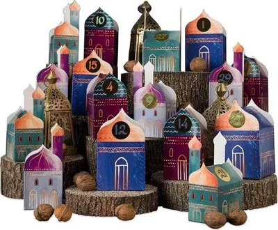 Produktbild von Famanu Ramadan Kalender DIY - Set mit 30 bunten Faltboxen zum Befüllen und Dekorieren