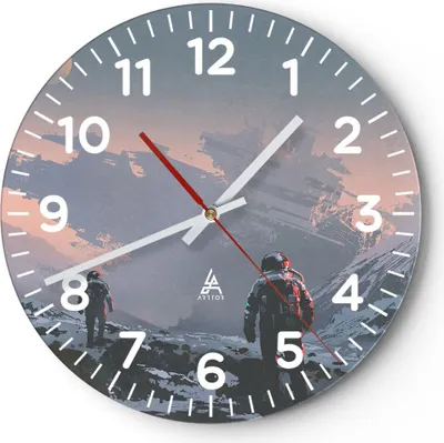 Produktbild von Wanduhr - Rund - Glasuhr - Kosmos Planet - 40x40cm - Schleichendes Uhrwerk - Lautlos - zum Aufhängen bereit - Dekoration Modern - Wanddekoration aus Glas - C4AR40x40-3906