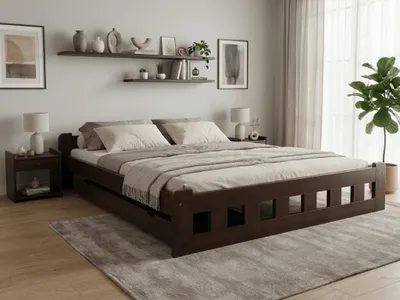 Obrázek produktu pro Postel Naomi zvýšená 180x200 cm, ořech Matrace: Matrace Sommera 18 cm, Rošt: S lamelovým roštem