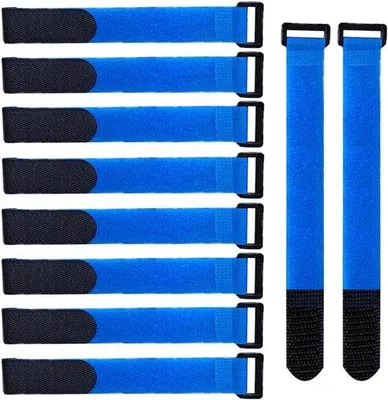 Image de 20 attaches de câbles en nylon - Sangles de câbles réglables - Velcro multifonctionnel - Nylon bleu
