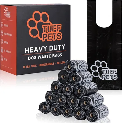 Produktbild von Biologisch abbaubare Hundekotbeutel, 16 Rollen, 50% stärker, mit Knotengriffen, für Kotbeutelspender