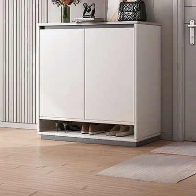 Obrázek produktu pro MODERNÍ KOMODA BÍLÁ PROSTORNÝ BOTNÍK 2 DVEŘE ÚZKÉ robustní