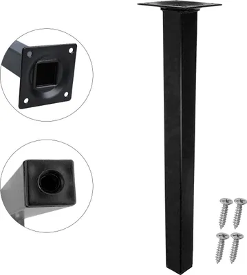 Produktbild von Eckiger Möbelfuss Stahl Möbelbein Sesselfuss Schwarz 25 x 25mm Möbelstütze Sofafuss 700mm