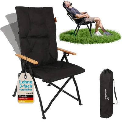 Produktbild von Skandika Campingstuhl Nojata | Hochlehner faltbar, 3-fach verstellbare Rückenlehne, Sitzhöhe 43 cm, 5,2 kg leicht, 120 kg belastbar | Stuhl klappbar