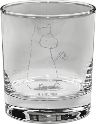 Produktbild von Mr. & Mrs. Panda Tumbler Alpaka Fahne - Transparent - Geschenk, Whiskyglas, Rocks Glas, Liebe, Old Fashioned, Lama, Alpakas, Lamas, Bourbon