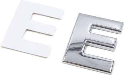 Produktbild von Silberfarbener Metall-E-Buchstaben-Alphabet-Aufkleber, Emblem-Abzeichen-Aufkleber für Auto