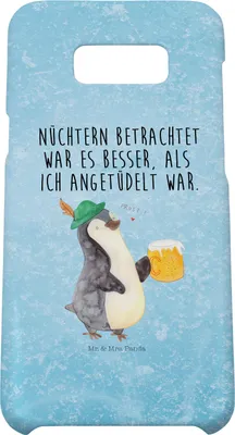 Produktbild von Mr. & Mrs. Panda Samsung Galaxy S8 plus Handyhülle  Pinguin Bier - Eisblau - Geschenk, Angetüdelt, Handy, Cover, , Beschwippst, Hülle, Case