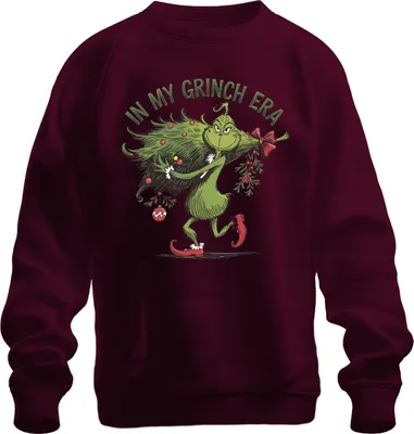 Immagine prodotto di In My Grinch Era Christmas Funny Gift Christmas Tree Retro Unisex Felpa Pullover, Borgogna, L