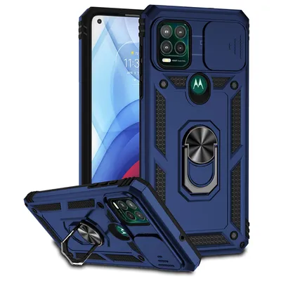Obrázek produktu pro Pouzdro pro Motorola Moto G Stylus 5G dvouvrstvé pouzdro s posuvným krytem kamery a prstencovým stojánkem modré