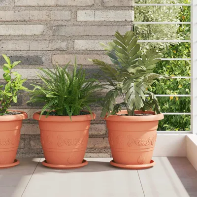 Produktbild von "2026 Aktion"6er Set Blumentopf - Pflanzkübel - Moderne design, Ziegelrot Ø 26 x 21,5 cm Kunststoff GermanyMöbel 56769 - Beete