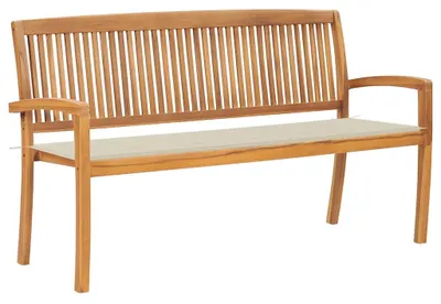 Obrázek produktu pro vidaXL Stohovatelná zahradní lavice s polštářem 159 cm Teakové masivní dřevo