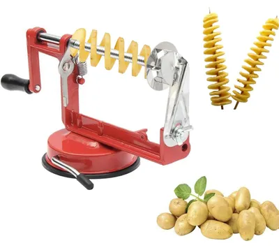 Image de Coupe-pommes de terre en acier inoxydable, spirale manuelle, avec poignée antidérapante, idéale pour les salades