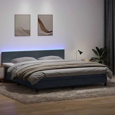 Zdjęcie produktu dla Maison Exclusive - Łóżko kontynentalne z materacem i LED Ciemnoszary 180x220cm Aksamit