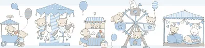 Produktbild von Sanders & Sanders selbstklebende Tapetenbordüre Tiere Blau 500 x 17.5 cm