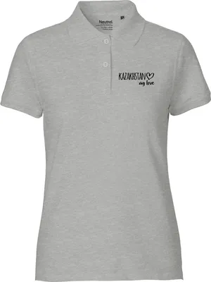 Produktbild von Huuraa Damen Polo Shirt Kazakhstan my love XS Sport Grey Bio Baumwolle Fairtrade Poloshirt Geschenkidee