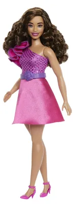 Obrázek produktu pro Barbie Modelka - lesklé šaty s volánkem HRH22 TV