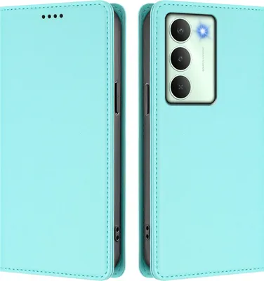 Immagine prodotto di Custodia in pelle per Realme14X/Realme C75 5G, flip case magnetico in Finto cuoio con supporto Verde menta