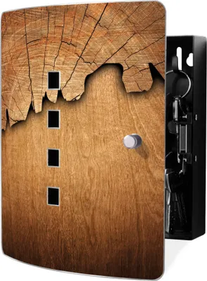 Produktbild von banjado Design Schlüsselkasten aus Edelstahl für 10 Schlüssel, Schlüsselschrank 24 x 21,5 x 7cm groß mit Magnetverschluss, Holz [BWSK 10447]