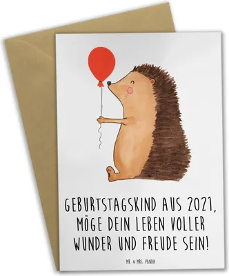 Produktbild von Mr. & Mrs. Panda Klappkarte 2021 Geburtstag - Weiß - Geschenk, Glückwunsch, Grußkarte, Alter, osterkarten, Geburt, Grußkarten, weihnachtskarten, einladungskarten, Freunde