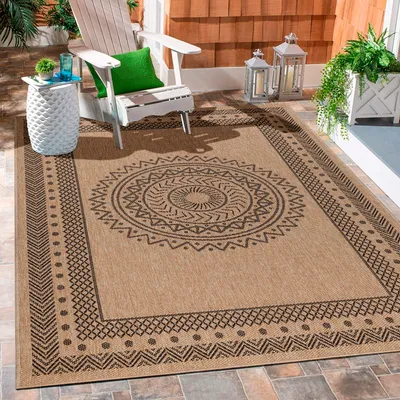Obrázek produktu pro Koberceprodej24 Vnitřní venkovní koberec Flatweave Přírodní sisal vzhled odolný proti povětrnostním vlivům Obývací pokoj Balkon Kuchyně Terasa Skandinávský Boho Design Velikost 160x230 cm