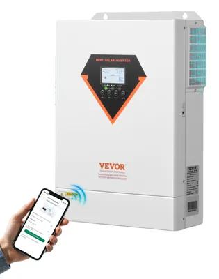 Productafbeelding van VEVOR 6 kW hybride omvormer voor zonne-energie, 48 V DC naar 220/230 V AC, met geïntegreerde 120 A MPPT-zonnelader, geschikt voor lithium-loodbatterijen in off-grid systemen