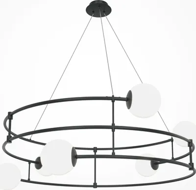 Obrázek produktu pro Závěsné svítidlo, 6 plamenů, skleněné koule, bílá, černá, D 81,2 cm