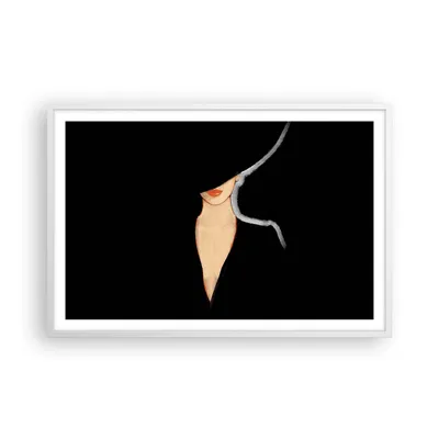 Produktbild von Gerahmtes Poster - Weißer Rahmen - Schwarz Frau Hut - 91,5x61 cm - Wand Bild - Wanddeko - Wandbilder - Kunstposter - Wandposter - Bilderrahmen - Bilder - Kunstdruck - Wandbild - P2WAA91x61-4341
