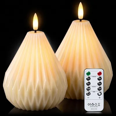 Immagine prodotto di 2 candele a batteria con telecomando, candele LED senza fiamma con funzione timer