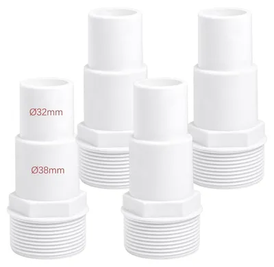 Obrázek produktu pro Spojky pro bazénové hadice, 4 kusy, průměr 32/38 mm, připojení 1,5 palce, barva bílá
